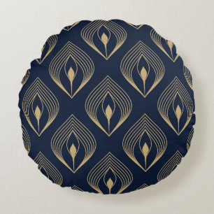 Pfauenfeder-Ombre-Muster ditzy florales Motiv.  Rundes Kissen