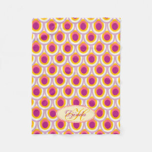 Pfauenfeder-Oval-Muster pink mit Namen Decke
