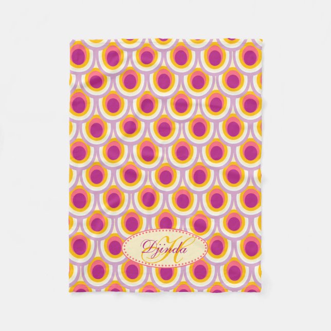 Pfauenfeder-Oval-Muster pink mit Namen Decke (Vorderseite)