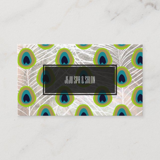 Pfauenfeder PixDezines/Imitate silber Visitenkarte (Vorderseite)