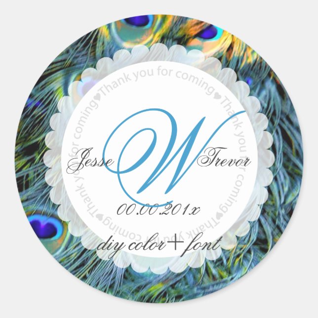 Pfauenfeder PixDezines Runder Aufkleber (Vorderseite)