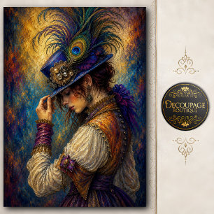 Pfauenfeder-Victorian Lady-Decoupage Seidenpapier