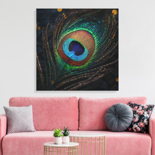 Pfauenfeder-Wandkunst – Elegante Boho-Natur Leinwanddruck