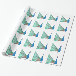 Pfauenfederblau Grüne Aquarellmalerei Geschenkpapier