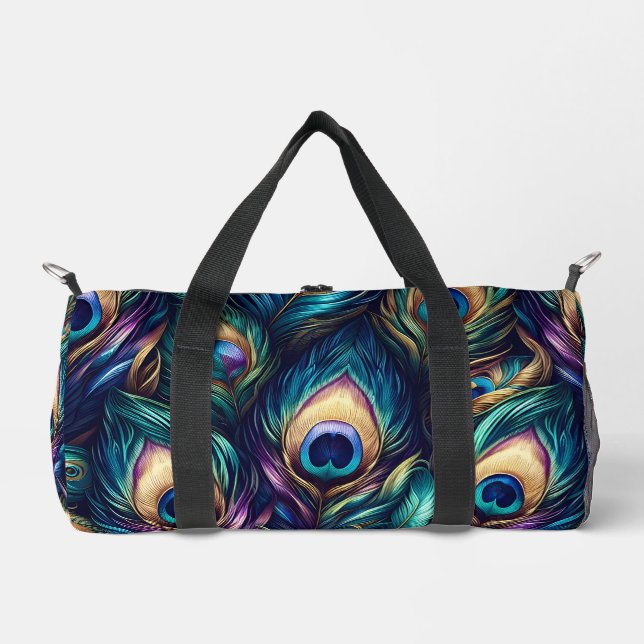 Pfauenfederdesign einzigartig duffle bag (Vorderseite)