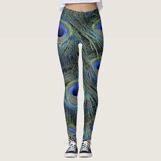 Pfauenfederdruck Leggings (Vorderseite)