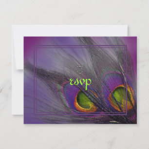 Pfauenfedereinladungen/psychedelische Farben RSVP Karte