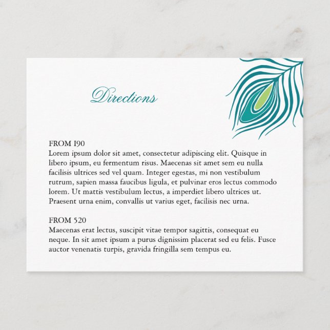 Pfauenfederhalter Begleitkarte (Vorderseite)