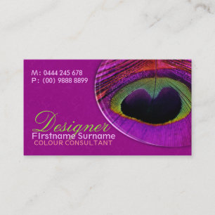 Pfauenfederhalter Damask Hot Pink Business Card Visitenkarte