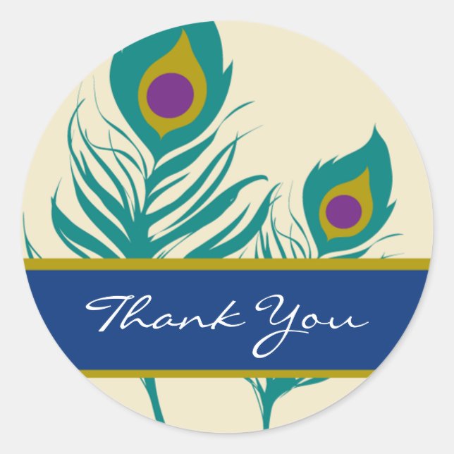 Pfauenfederkleber Runder Aufkleber (Vorderseite)