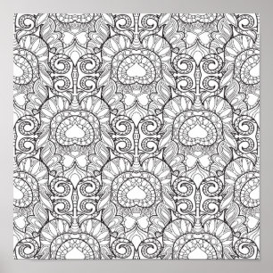 Pfauenfedermuster Doodle 2 Poster