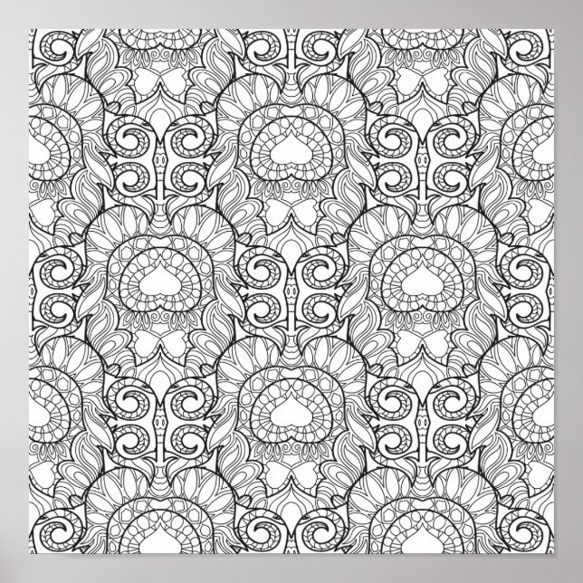 Pfauenfedermuster Doodle 2 Poster (Vorne)