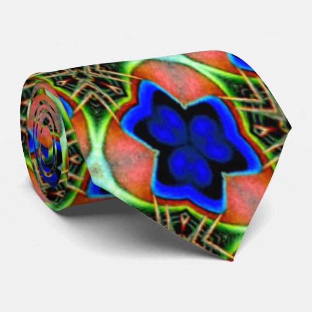 Pfauenfedermuster Krawatte (Gerollt)