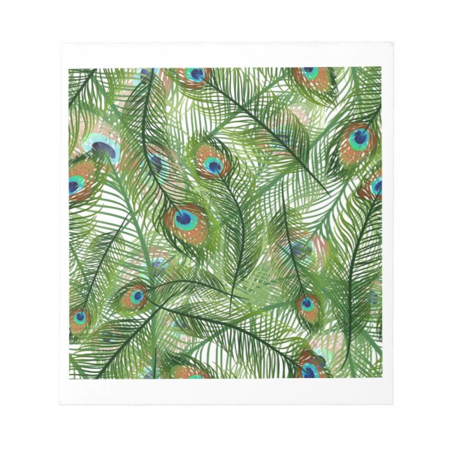 Pfauenfedermuster Notizblock (Vorderseite)