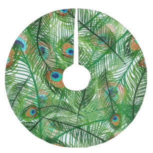 Pfauenfedermuster Polyester Weihnachtsbaumdecke