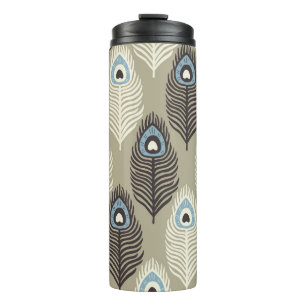 Pfauenfedermuster, Vintager Stil. Thermosbecher