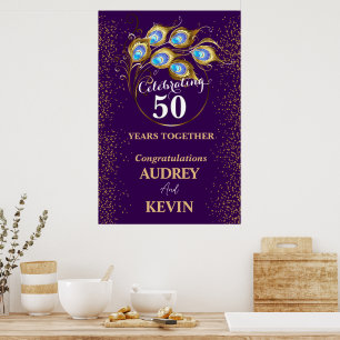 Pfauenfedern 50. Hochzeitstag Poster