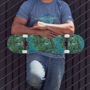 Pfauenfedern, abstrakt - cool skateboard