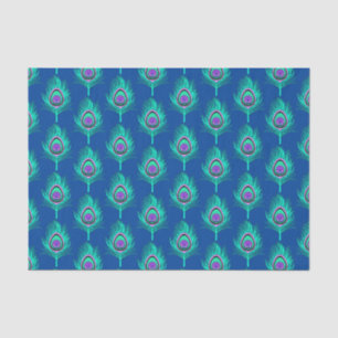 PfauenFedern, Aqua on Deep Cobalt Blue Seidenpapier