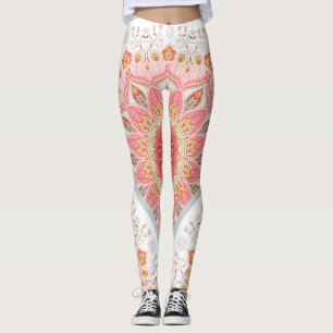 Pfauenfedern, florales rundes Ornament. Leggings
