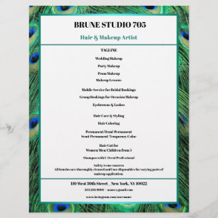 Pfauenfedern für Makeup & Hair Salon Flyer