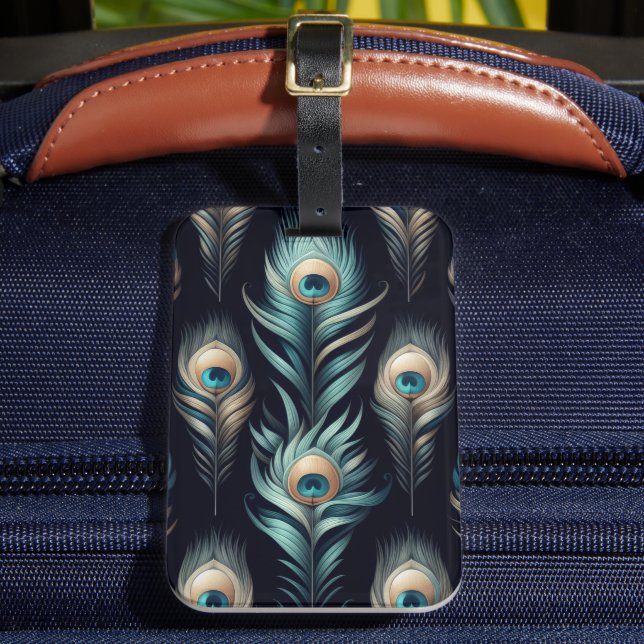 Pfauenfedern Gepäckanhänger (Vorderseite Insitu 2)