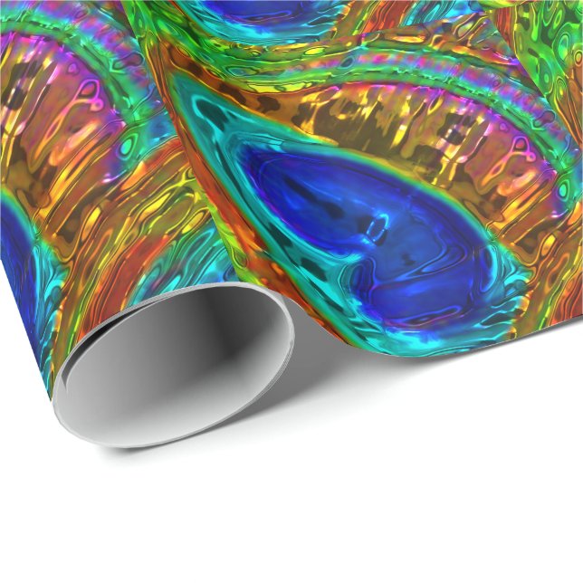 PfauenFedern Glas Art 1 Umschlagpapier Geschenkpapier (Rolleneckpunkt)