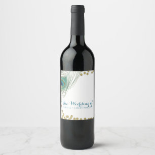 Pfauenfedern & Goldpunkte Boho Glam Weinlabels Weinetikett