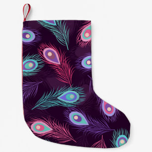 PfauenFedern: Handgezeichnet Vintag. Kleiner Weihnachtsstrumpf