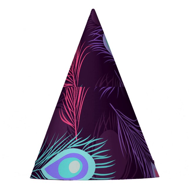 PfauenFedern: Handgezeichnet Vintag. Partyhütchen (Vorderseite)