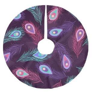 PfauenFedern: Handgezeichnet Vintag. Polyester Weihnachtsbaumdecke