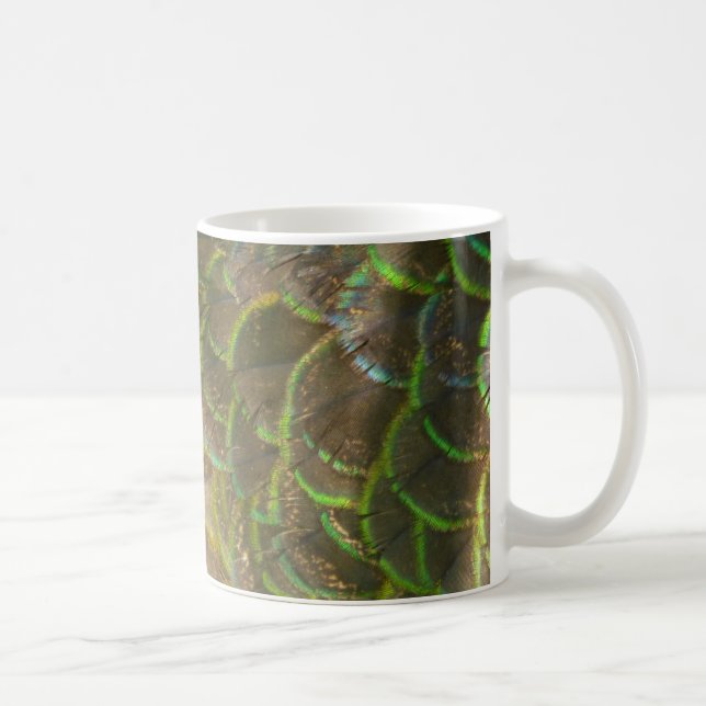 PfauenFedern III (Weiblich) Subtile Natur Kaffeetasse (Rechts)