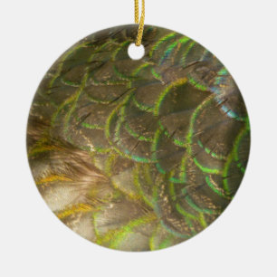 Pfauenfedern III (weiblich) Subtiles Naturdesign Keramik Ornament