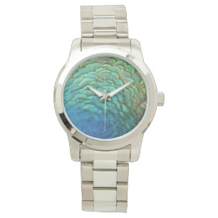PfauenFedern in farbenprächtiger Abstrakter Natur Armbanduhr