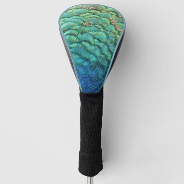 PfauenFedern in farbenprächtiger Abstrakter Natur Golf Headcover (Vorderseite)
