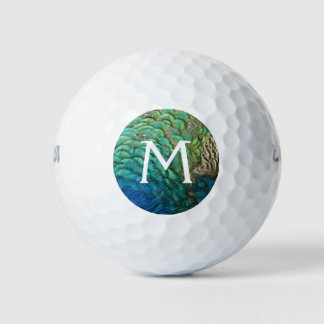 PfauenFedern in farbenprächtiger Abstrakter Natur Golfball