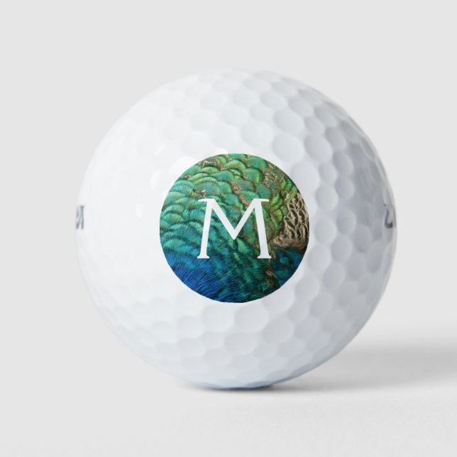 PfauenFedern in farbenprächtiger Abstrakter Natur Golfball (Vorderseite)