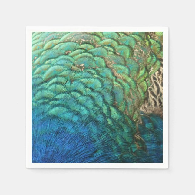 PfauenFedern in farbenprächtiger Abstrakter Natur Serviette (Vorderseite)