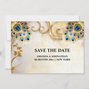 Pfauenfedern luxuriöse Natur Vogel Gefieder 5x7 Save The Date