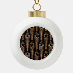 Pfauenfedern, Luxus-Orientalisches Muster. Keramik Kugel-Ornament