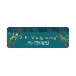 PfauenFedern mit Aquamarinen und goldenen Federn