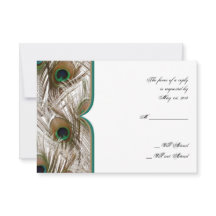 PfauenFedern mit Doppelrahmen-Antwortkarte