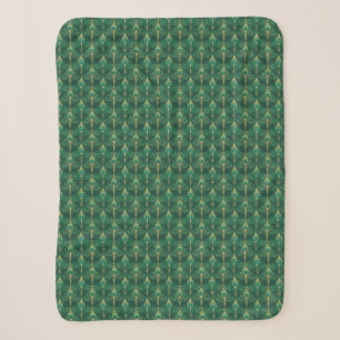 Pfauenfedern-Muster in Smaragdgrün und Gold Sherpadecke