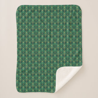 Pfauenfedern-Muster in Smaragdgrün und Gold Sherpadecke