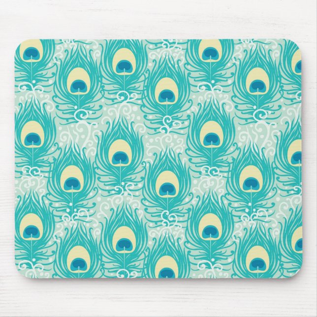 Pfauenfedern Muster Mousepad (Vorne)