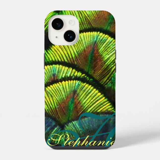 Pfauenfedern Nahaufnahme aqua iPhone-Hülle iPhone Hülle (Rückseite)