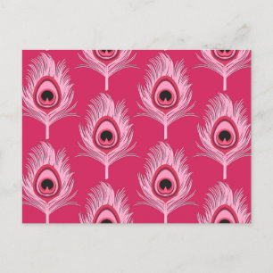 PfauenFedern, Pastellrosa auf Fuchsienrosa Postkarte