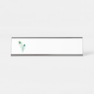 Pfauenfedern Schreibtischnamensplakette