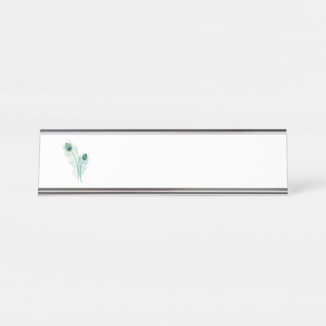 Pfauenfedern Schreibtischnamensplakette (Vorderseite )