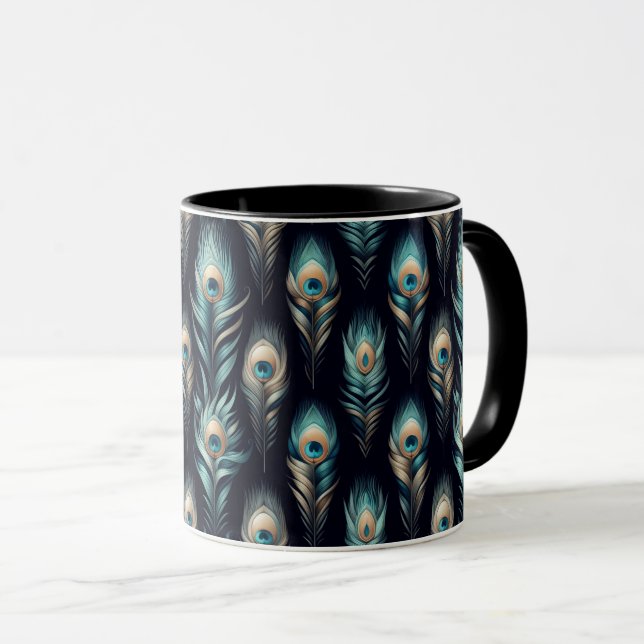 Pfauenfedern Tasse (VorderseiteRechts)
